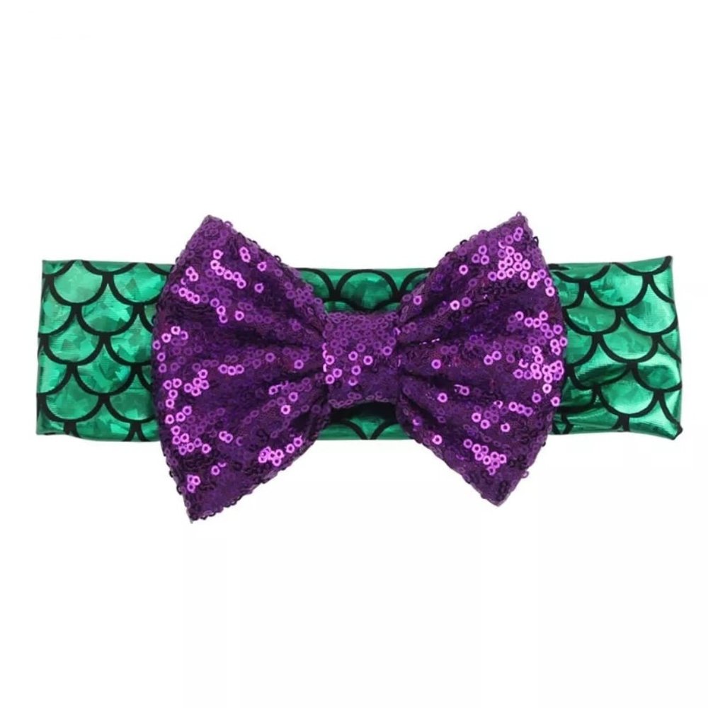 Mermaid Baby Girls 5-inch Sequin Hair Bow Headband